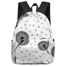 Backpack Dandelion Black Flower Fluff Bouquet Art Plant Student School Bags Laptop Custom For Men Women Female Travel Mochila