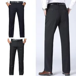 Men's Suits High Waist Zipper Button Pockets Men Pants Spring Autumn Solid Colour Casual Trousers Straight Fit Loose Business