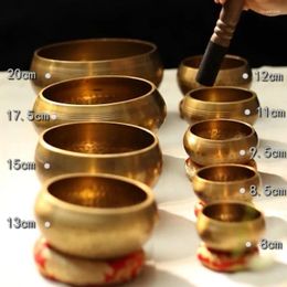 Decorative Figurines Nepal Tibet Buddha Sound Bowl Handmade Yoga Meditation Chanting Brass Chime Handicraft Music Therapy Tibetan Singing