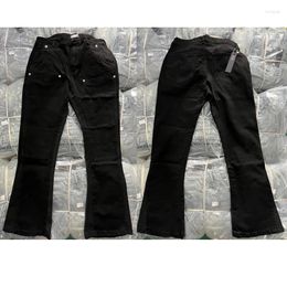 Men's Pants Classic Black Askyurself Jeans Washed Straight Splicing Cuffs High Quality Denim Men Women Casual ASK Trousers Real Pos