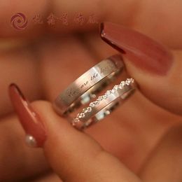 Band Rings S925 Silver English Alphabet Couple Ring Men and Women One Pair Fashion Net Red Tide Pair Ring Opening Adjustable Pred