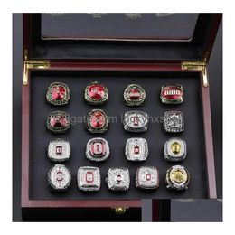 17Pcs Ohio State Buckeyes National Champion Championship Ring Set Solid Men Fan Brithday Gift Wholesale Drop Delivery Dhinp