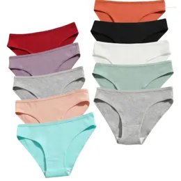 Women's Panties 10PCS/Set Cotton Briefs Ladies Low Waist Seamless Pantys Sports Underwear Breathable Bikini Solid Colour Underpants