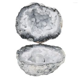 Decorative Figurines 1PC Natural Ring Jewellery Holder Box Handmade Storage Agate Geode Rough Quartz Earring Crystal Stone Women Container