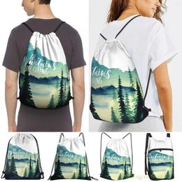 Shopping Bags The Mountains Are Calling Men Outdoor Travel Gym Bag Waterproof Drawstring Backpack Women Fitness Swimming