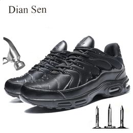 Diansen Safety Shoes Men Waterproof Steel Toe Work Boot Lightweight Air Cushion Shock Absorption Antismash Construction Sneaker 240126