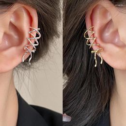 Backs Earrings Fashion Korea Tie Bow Ear Clip Non-Piercing Delicate Sweet Y2K Girls White Lace Up Cuff Women Jewellery Gift