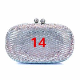 Women Red/Blue/Gold/Yellow/Pink Crystal Evening Bags Mini Stones Minaudiere Clutch Wedding Purses Party Cocktail Bridal Handbags 240125