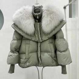 Women's Trench Coats Fox Fur Collar Goose Down Jacket Female Short Haining Winter Coat 2024 Bread Clothing Women Parkas