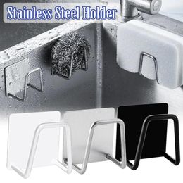 Kitchen Storage 1 Pcs Stainless Steel Sink Sponges Holder Self Adhesive Drain Drying Rack Wall Hooks Accessories Organiser