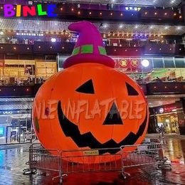 6mH (20ft) With blower wholesale custom made Halloween Inflatable Pumpkin model with led lights&witch hat,inflating customized Halloweens festival decoration