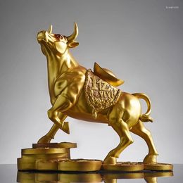 Decorative Figurines Lucky Cow Animal Statue Handicraft Ornaments Porch Living Room TV Cabinet Office Desktop Decoration Window Gifts