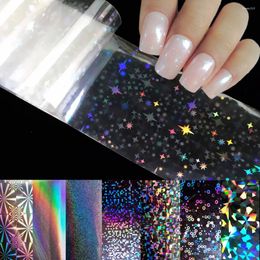 Nail Stickers 100x4cm Holographic Transfer Foils Laser Star For Design DIY Decal Film Tips Manicure Tool