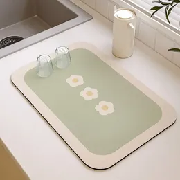 Table Mats Absorbent Non-slip Kitchen Counter Mat Desktop Soft Diatomaceous Earth Brush Tooth Coaster Sink Bathroom Draining