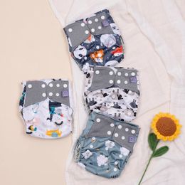 Elinfant Ecological Baby Diapers Cloth Diaper Set Fashion Print Återanvändbara återvinningsbara trosor barnen passar 0-2 år 3-15 kg Baby 240119