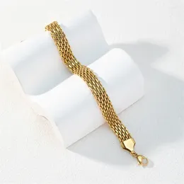 Link Bracelets Twist Braided Titanium Steel Bracelet Gold Plated Elegant Ins Basic Classic Mesh Non-fading Hand Jewellery Wholesale