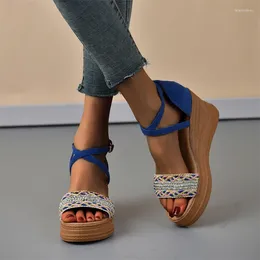 Sandals Summer Shoes Women Gladiator High Heels Platforms Wedge Woman Causal Bohemian Buckle72R6c531
