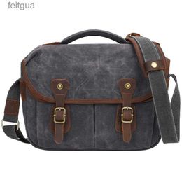 Camera bag accessories New Vintage Waxed Canvas Shoulder Bags Shockproof DSLR Bag Waterproof Casual 275 YQ240204