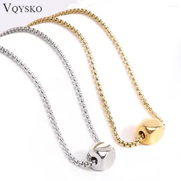 Chains VQYSKO Personalised Initial Letter Bead Block Necklace With Alphabet Blocks Gifts For Her