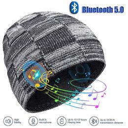 Winter Bluetooth Headphone Hat Stereo Sport Music Headset Knitted Beanie Cap Support Handsfree USB Charging Cable Christmas Gift