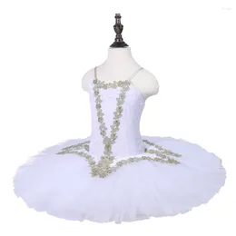 Stage Wear 7 Layers Kids Girls Performance White Ballet Tutu Dress Costume