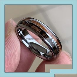 Wedding Rings Wedding Rings 8/6Mm Fashion Tungsten Carbide Wood Steel Arrow Inlay For Men Women Classic Engagement Ring Dome Band Po D Dhi1H