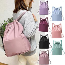 Shopping Bags 2024 Fashion Vintage Drawstring Backpacks Women Large Capacity Solid Ethnic Style Waterproof Nylon Rucksack Shoulders