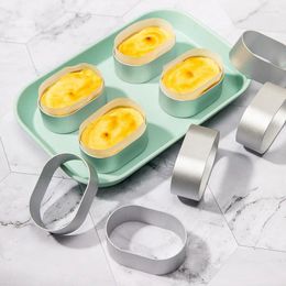 Baking Tools 10PCS Mold Mini Aluminium Oval Egg Shape Cheese Cake Rings Half-Cooked Molds Bread Kitchen