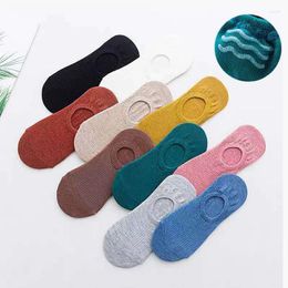 Women Socks 5 Pairs Sock Slippers Set Solid Colors Summer Thin Breathable Invisible Boat Non Slip Silicone No Show Short