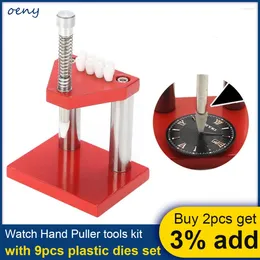 Watch Repair Kits Hand Plunger Puller Remover With 9pcs Plastic Dies Set Parts Needle Press Loader Watchmaker Tools Accessories