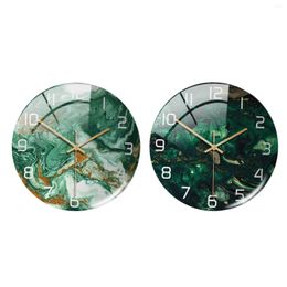 Wall Clocks 12 Inch Decorative Clock Silent Marbling Acrylic Round For Living Room