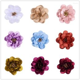 Hair Accessories 150pcs/lot 5.5cm Silky Satin Flower Princess Girls Flowers DIY Fabric For Shoes Clothes Home Decorations