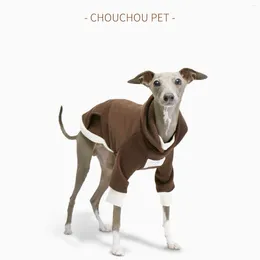 Dog Apparel Italian Greyhound Spring Hooded Brown Sweatshirt Plus Velvet Warm Pet Sportswear Whippet Bedlington Terrier