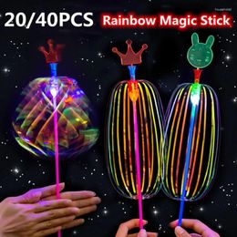 Party Decoration 20-40PCS Rainbow Magic Stick Wand LED Bubble Flower Colorful Luminous Toy Flashing Kid Birthday Wedding