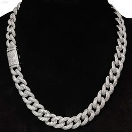 14mm Chunky Hip Hop Fine Jewelry Luxury Necklace 925 Sterling Silver Zircon Iced Out Miami Cuban Chain Necklace