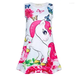 Girl Dresses Summer Unicorn Princess Dress Cute Butterfly Cartoon Print Baby Girls Party Sleeveless Birthday