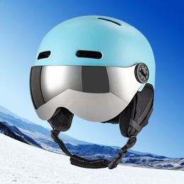 Ski Helmet with Detachable Glasses Snow Ear Protection ABS Shell and EPS Foam for Skiing Skateboard Snowboarding 240124