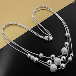 Chains 925 Fine Jewellery Charm Silver Colour Bead Necklace Classic High-quality Fashion Accessories Priced At Direct Wholesale Gift N020