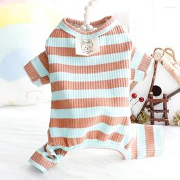 Dog Apparel Striped Design Four Legs Overalls For 2024 Spring And Summer Legged Dogs Bottom Shirt Small Pet Pajamas