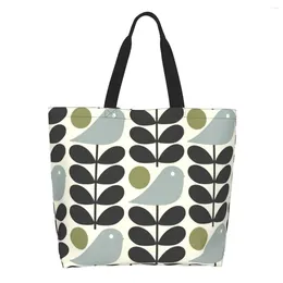 Shopping Bags Reusable Bird Orla Kiely Abstract Design Bag Women Canvas Shoulder Tote Washable Scandinavian Grocery Shopper