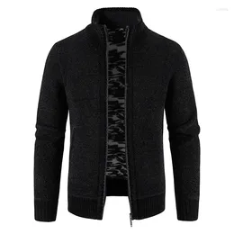 Men's Sweaters Autumn Winter Men Jacket High Quality Solid Cotton Thick Warm Slim Fit Colour Stand Collar Zipper