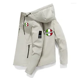 Men's Trench Coats Mens Vespa Italia Bandiera Moto Abbigliamento Sportivo Con Cappuccio Bomber Cerniera Sottile Giacca A Vento Da C