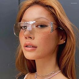 Sunglasses 2024 Rimless Women Eyewear Women/Men Y2K Designer Glasses UV400 Lentes De Sol Mujer