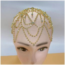 Hair Clips Flapper Cap Headpiece Head Jewelry Forehead Headwear With Rhinestones For Birthday Stage Party Show Dress Up