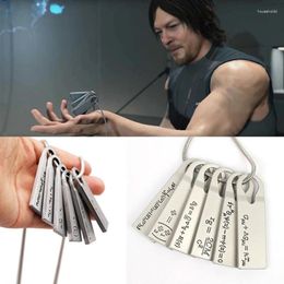 Pendant Necklaces Game Death Stranding Necklace Norman Mark Reedus 6 Alloy Plates Fomulas Metal Cosplay Choker Men Women Jewelry