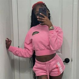 Women's Two Piece Pants Graphic Sweatshirts And Shorts Set For Women Fall Outfit 2024 Street Fashion Athletic Tracksuit