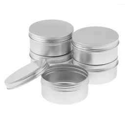 Makeup Brushes 200 Ml 250ml Aluminum Round Lip Tin Storage Jar Screw Cap For Cosmetic Candles( Pack Of 6 )