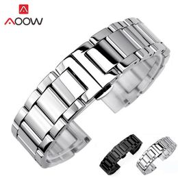 3 Pointer Stainless Steel Watchband 18mm 20mm 22mm 24mm Polished Matte Deployment Buckle Replacement Bracelet Watch Band Strap T19216c
