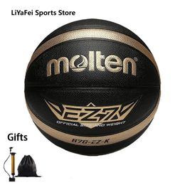 Molten Size 5 6 7 Basketball Black Gold PU Outdoor Indoor Balls Women Youth Man Match Training Basketalls Free Air Pump Bag 240127