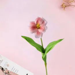 Decorative Flowers Maintenance-free Tulip Durable Artificial Nordic Style Faux Silk Flower Arrangement For Wedding Room